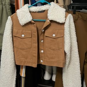 SHEIN brown fur coat, sz XS